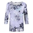 thumbnail image 4 of Pompotops T-shirt Ample Imprimé pour Femme Blouse à Manches 3/4 Col Rond Hauts Décontractés Liquidation, 4 of 5