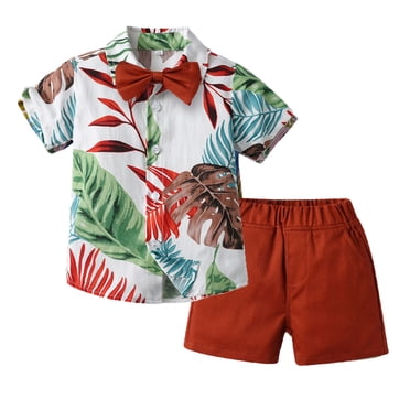 Boys Flower Shirt Summer Holiday Beach Style Short Sleeve Flower Shirt Casual Pants Childrens Suit