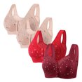 thumbnail image 1 of Plebaso 4 Pack Bras for Women Front Closure Everyday Bralettes Wireless Full Coverage Ladies Push up Bras, 1 of 6