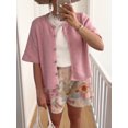 thumbnail image 3 of Gupgi Knitted Crop Cardigan for Women Short Sleeve Button Down Sweater Solid Color Ribbed Tops, 3 of 6