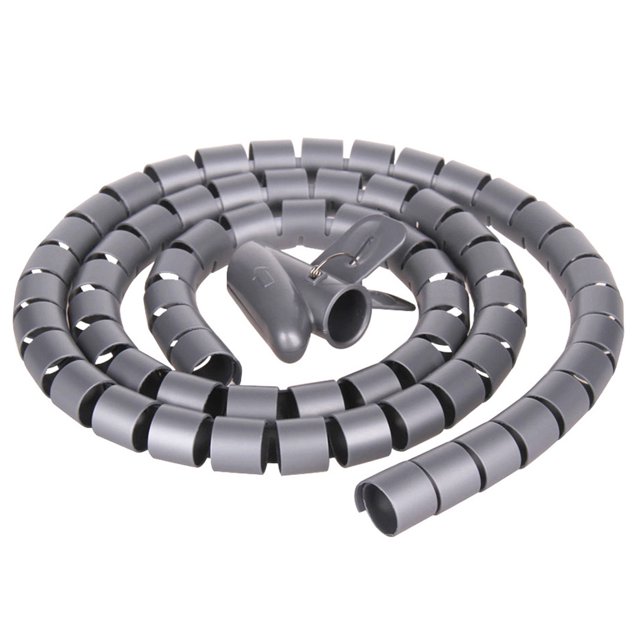 Wire Storage Pipe Bite-proof Cable Organizer Spiral Cable Winder Cable Organizer Pattern Random, Silver Grey, 16mmx1.5m, Clamp 16mm