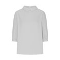 thumbnail image 5 of AherBiu Chemises en Lin pour Femmes Manches 3/4 Col à Revers Style Rétro Hauts Décontractés Amples Mode Automne 2024 Blouses, 5 of 5