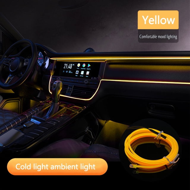 Suncoda Interior Ambient Light, Car Cold Lamp Interior Guide LED Lamp El Luminous Line 5 Meters + 5V USB Drive Universal Car Decorative Lamp