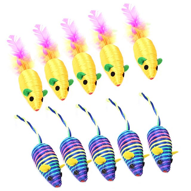 10PCS Mice Toy Set Funny Interactive Pet Chase Toy Mouse Toy for Cats Kittens