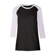thumbnail image 4 of CEHVOM Ladies' O-Neck Casual Printed Color-Blocking Three-Quarter Sleeve Blouse, 4 of 4