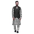 thumbnail image 1 of Atasi Ensemble Kurta Pyjama Imprimé Veste Col Mandarin Chemise Ethnique Traditionnelle, 1 of 5