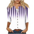thumbnail image 1 of cfhntfmh 3/4 Length Sleeve Womens Tops Fashion V Neck Loose Printed Cardigans Lounge Buttons down Blouses, 1 of 5