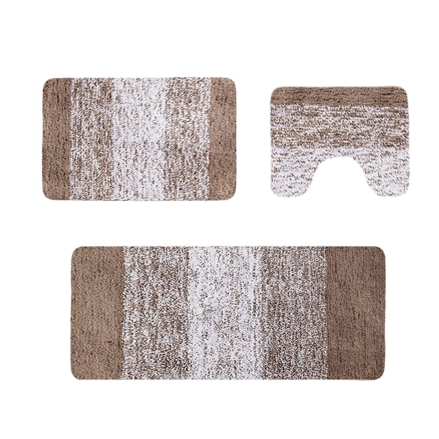 Bathroom Rugs Sets 4 Piece With Lid Cover Shower Mat U Shaped Toilet Mat Absorbent Microfiber Plushes Non Slip Washable Rug Brown Brown