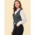 thumbnail image 3 of INSPIRE CHIC Veste Sans Manches à Carreaux Extensible Asymétrique à Col en V Taille Cintrée avec Boutons Noir G, 3 of 5