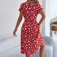 thumbnail image 4 of Ovzne Robes d'Été pour Femmes Robe Décontractée Aguichant Mode Été Col en V Manches Courtes Robe Imprimée Ample Robe de Printemps Manches Courtes Liquidation, 4 of 6