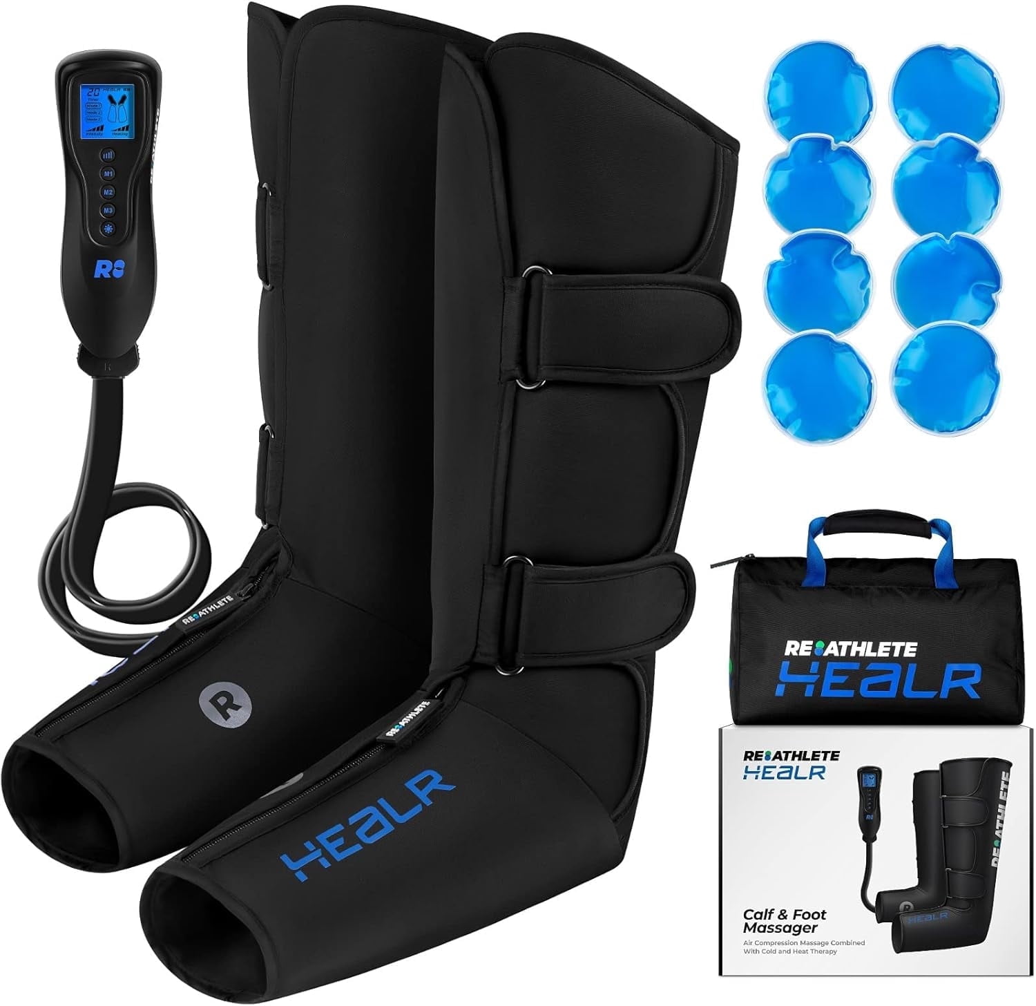 REATHLETE HEALR Leg Massager: Calf Massager and Foot Massager | Leg Massager for Circulation Improvement | Leg Massager with Heat and Compression | Heat and Cold Therapies