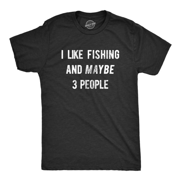 T-shirt pour Hommes « J'aime la Pêche et Peut-être 3 Personnes » Drôle Chasse Graphique Cadeau Papa (Noir Chiné) - 4TG
