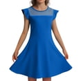 thumbnail image 1 of Robes d'Été Décontractées pour Filles Robe de Fête pour Enfants Manches à Volants en Maille Design en Ligne avec Poches pour 4 à 11 Ans, 1 of 4