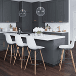 Aykah Eiffel Bar Stools, Set of 4, White, Counter Height, Indoor Use, Comfortable Backrest