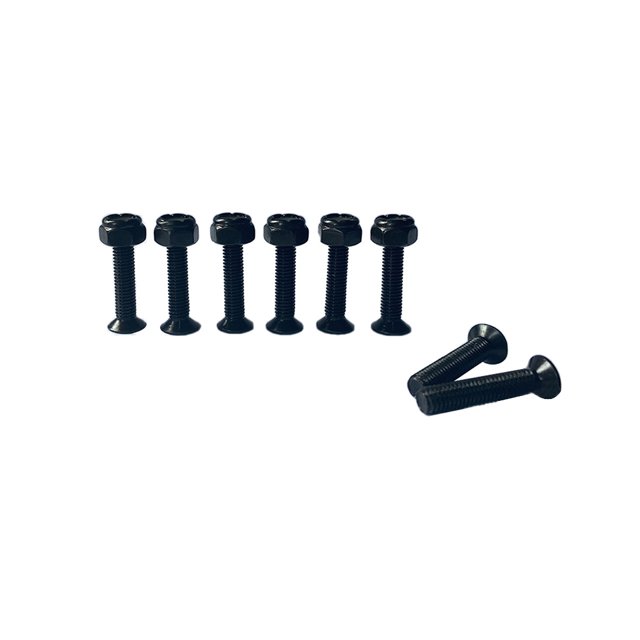 ZheElen Ensemble de Clous et Écrous pour Pont de Planche à Roulettes Pièces de Rechange Outils de Longboard Quincaillerie Vis d'Embarquement Professionnelles Fournitures Noir 25mm 1Ensemble