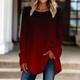 thumbnail image 2 of FAIWAD Women's Long Sleeve Tunic Tops Gradient Round Neck Trendy Spring Casual Pullover Tops, 2 of 5