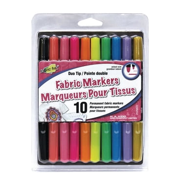 FABRIC FUN Dual-Tip Fabric Markers, Bright Colours, 10-Pack