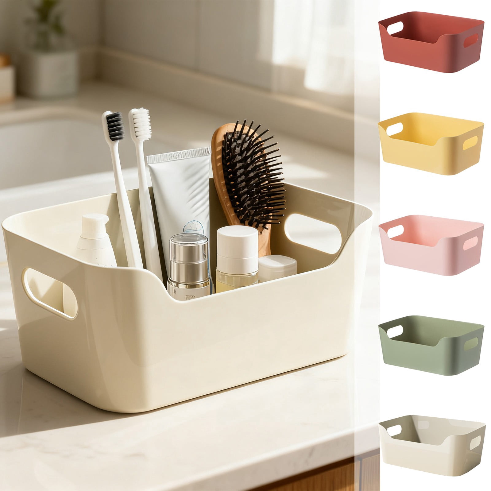 mtvxesu Multi-Size Plastic Storage Box for Kitchen and Living Room Organization, 9.6 X 6.7 X 4 Inches, 1 Piece
