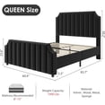 thumbnail image 3 of Queen Size Platform Bed Frame with 50.2in Headboard, Velvet Upholstered Bed Frame King with Vertical Channel Tufted Headboard & Footboard, Nailhead Trim, No Box Spring Needed, 3 of 9
