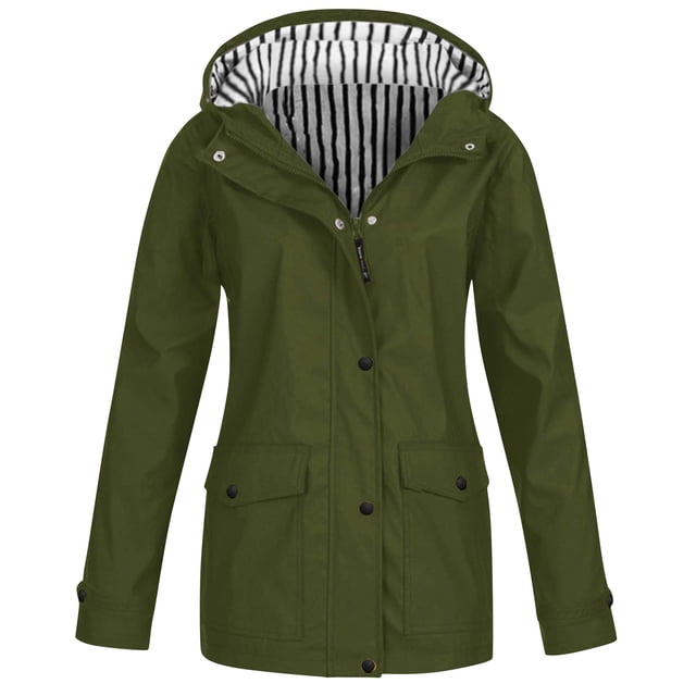 iHPH7 Imperméables à Capuche pour Femmes Manteaux Longs pour Femmes Manteau de Pluie Femme Imperméable Manteaux d'Automne pour Femmes Imperméables pour Femmes Manteau de Pluie de Randonnée Femme Vert Armée G