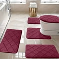 thumbnail image 2 of Bathroom Rugs and Mats Sets Foam Bath Mat 5 Set Bathroom Rugs for 5 Pcs Toilet Mats Universal Soft Comfortable Water Absorption Non-Slip Thick Machine Washable Easier to Dry Dark, 2 of 7