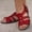 Red, variant on Summer Savings Clearance! PEZHADA Womens Sandals,Wedge Sandals for Women,Ladies Fashion Slope Heel Sandals Comfortable Round Toe Buckle Causal Sandals Shoes Gold