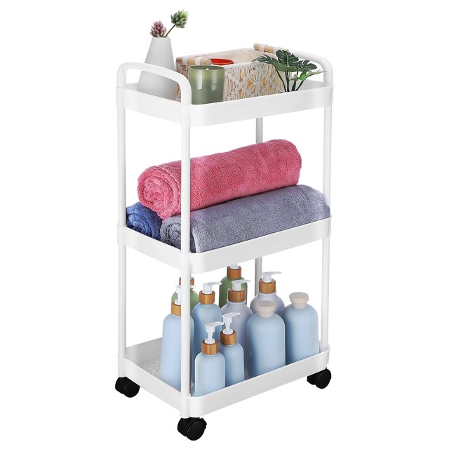 Rolling Cart Utility Cart 3 Tier Rolling Cart Under Desk Storage Bedside Cart Snack Cart Book Cart Organizer Cart