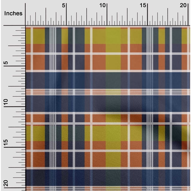 oneOone Cotton Flex Orange Fabric Madras Check Craft Projects Decor Fabric Printed By The Yard 40 Inches Wide