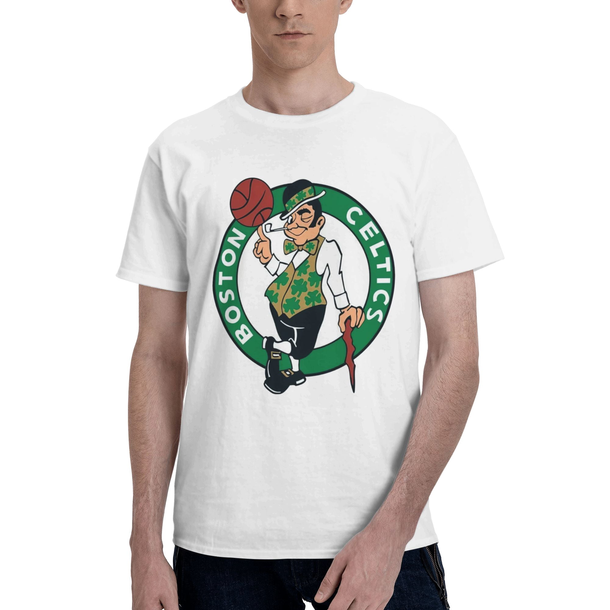 Celtics de Boston T-Shirt de Base à Manches Courtes pour Homme, Blanc, Moyen