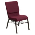 thumbnail image 1 of HERCULES Series 18.5''W Church Chair in Burgundy Patterned Fabric with Book Rack - Gold Vein Frame, 1 of 9