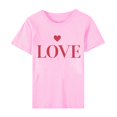 thumbnail image 5 of Diufon Hauts de la Saint-Valentin pour Femmes Décontractés Tendance T-Shirt à Manches Courtes Col Ras du Cou Mignon à Imprimé Graphique Chandail Blouse, 5 of 5