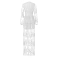 thumbnail image 4 of Vêtements Femme Robe Longue en Dentelle à Col en V avec Boutons Robe à Manches Longues Style Élégant de Cour, 4 of 7