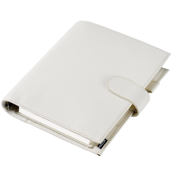 Moterm A5 Luxe Rings Planner - Genuine Leather Binder Organizer (30mm Ring, Pebbled-Cream)