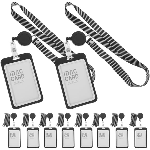Raindrops 10 Sets of Clear Name Tag Holder with Lanyard for ID Card Black Plastic for Teachers