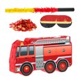thumbnail image 1 of OULII 1Set Red Fire Truck Birthday Party Pinata with Candy Filler Firefighter Theme Decoration, 1 of 8
