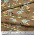 thumbnail image 2 of Soimoi Tissu Poly Georgette Arbre, Cerf & Racon Imprimé Dessin Animé Tissu de Couture Yard 42 Pouces de Large, 2 of 3