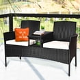 thumbnail image 1 of Costway Ensemble de Conversation en Rotin pour Patio Siège Canapé Causeuse Coussinée Table en Verre Chaises, 1 of 9