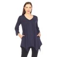 thumbnail image 1 of White Mark Tunique à Manches 3/4 pour Femmes, Taille Empire, Col en V, 1 of 6