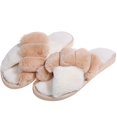 thumbnail image 1 of Coofit Cross Band Slippers Plush: Non-skid Fluffy Slippers Open Toe Slippers for Women, 1 of 10
