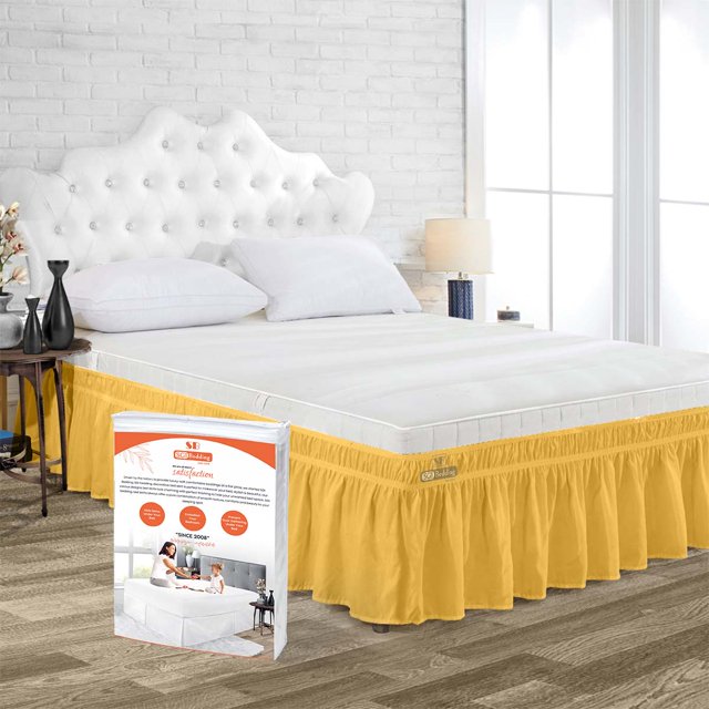 SGI Bedding 10 Inch Wrap Around Bed Skirt | Microfiber Bed Skirt | Fade Resistant, Wrinkle Free, Anti-static, Decorative, Extra Storage Space, Clutter-Free | Twin, Golden