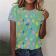 thumbnail image 1 of Warop Chemise Décontractée pour Femme, Chandail à Enfiler avec Imprimé de Pâques, Col Rond et Manches Courtes, pour le Quotidien, 1 of 5