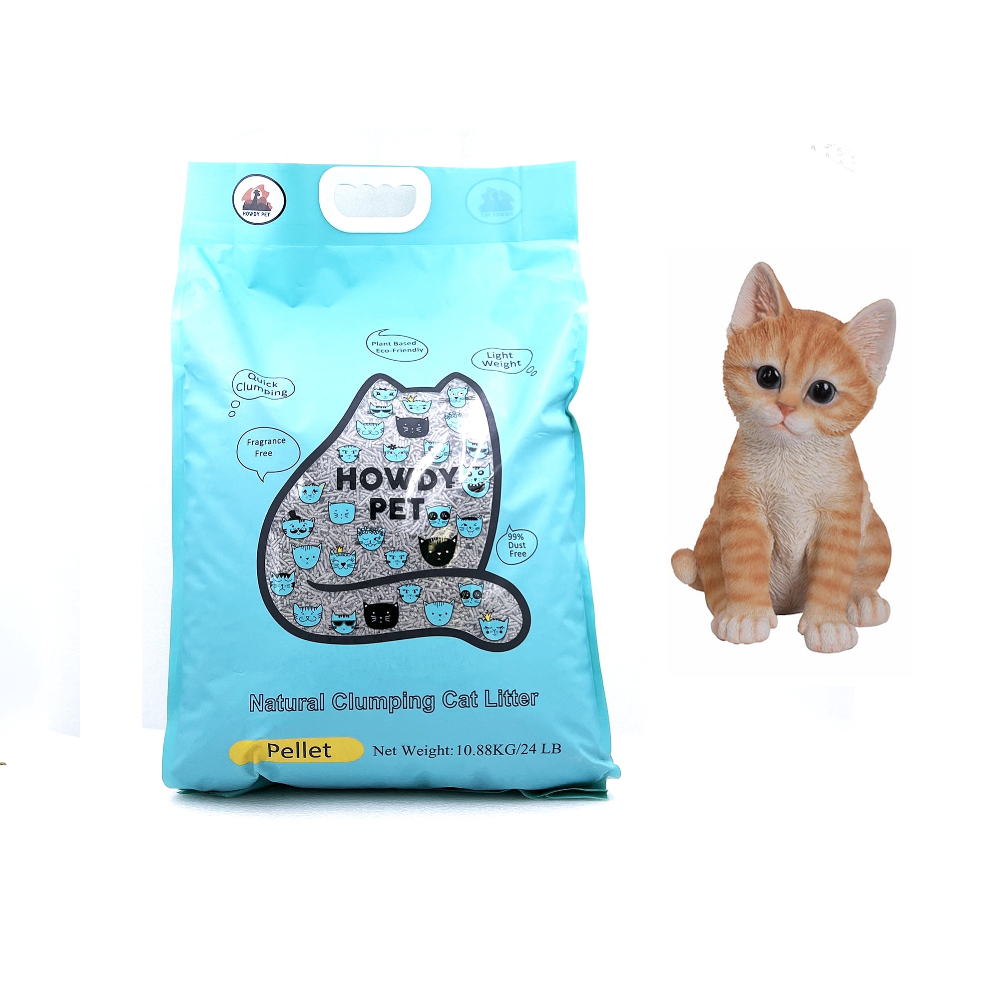 Howdy Pet Natural Clumping Tofu Cat Litter Charcoal Color-24 LB (Pellet Green pattern)