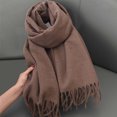 thumbnail image 1 of RXIRUCGD Women's Fashionable Solid Color Tassels Soft Skin Friendly Scarf( Brown ), 1 of 3