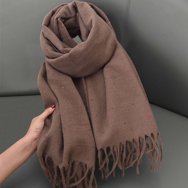 RXIRUCGD Women's Fashionable Solid Color Tassels Soft Skin Friendly Scarf( Brown )