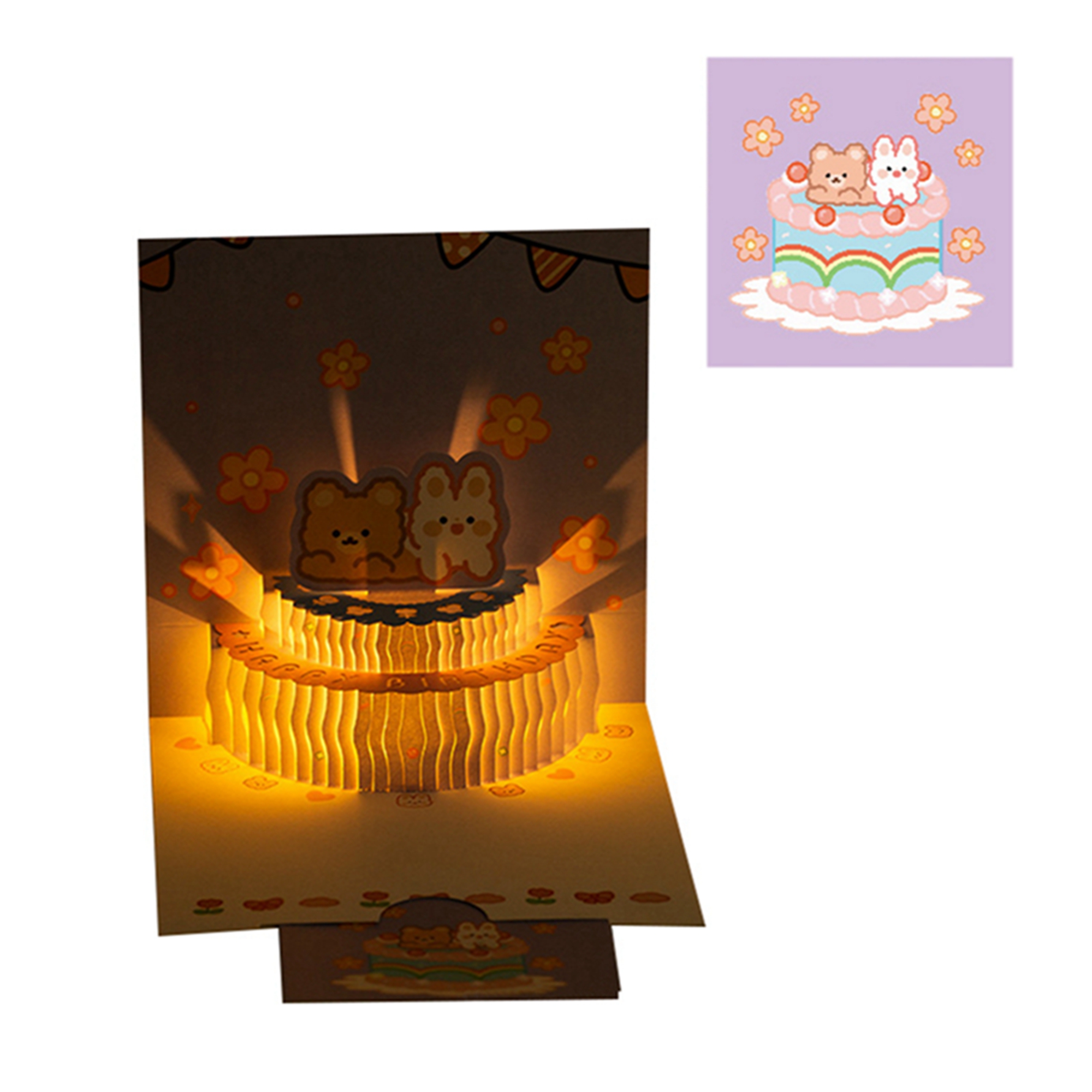 Kmbangi Birthday Card, 3D Funny Cute Cartoon Bear Light Musical Birthday Cards Greeting Card Gift