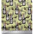 thumbnail image 1 of Soimoi Beige Georgette Viscose Fabric Insect,Lavender & Vintage Bottle Print Sewing Fabric BTY 42 Inch Wide, 1 of 3