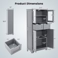 thumbnail image 4 of Giantex Armoire de Rangement de Salle de Bain Autoportante, Armoire Haute pour le Sol pour le Linge avec Tablettes Ajustables, Gris, 4 of 7