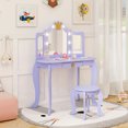 thumbnail image 2 of Costway Kids Vanity Set Princess Vanity Table & Chair Set with Lighted Mirror Purple, 2 of 10