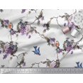 thumbnail image 2 of Soimoi White Rayon Fabric Floral & Flowerpecker Bird Print Sewing Fabric BTY 42 Inch Wide, 2 of 3