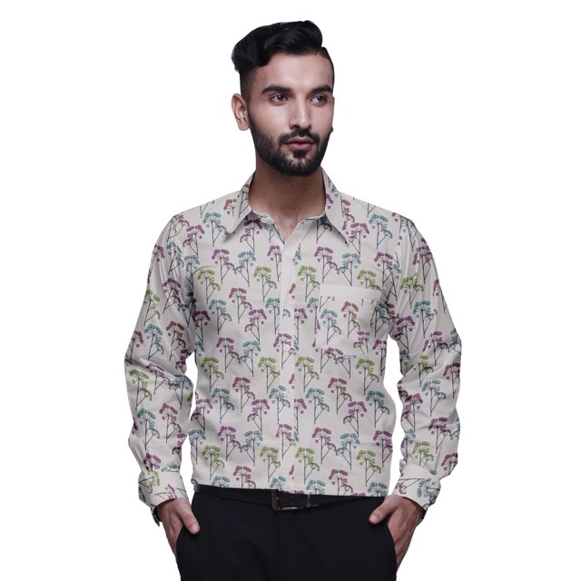 BESTMAN Chemise Décontractée Imprimée pour Hommes Coupe Ajustée à Boutons Manches Longues